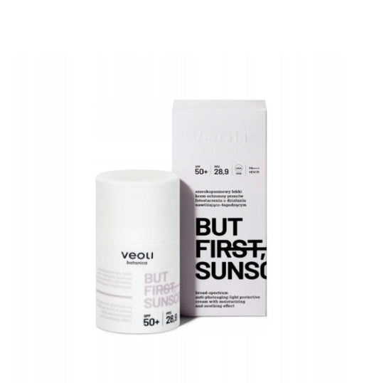 VEOLI Szerokopasmowy lekki krem ochronny przeciw fotostarzeniu o działaniu nawilżająco-łagodzącym SPF 50+, UVA, UVB, PA++++, HEV/IR BUT FIRST, SUNSCREEN