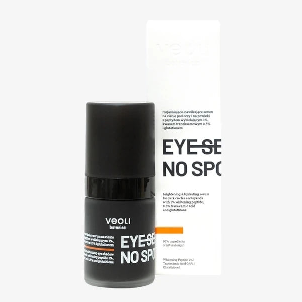 VEOLI Rozjaśniająco-nawilżające serum na cienie pod oczy i na powieki z peptydem wybielającym 1%, kwasem traneksamowym 0,5% i glutationem EYE SEE NO SPOTS