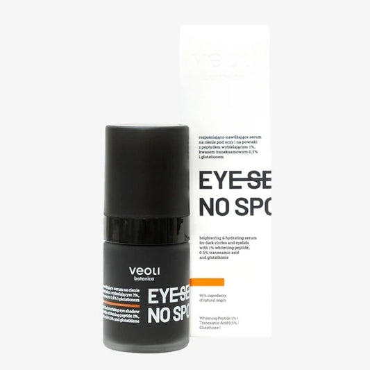 VEOLI Rozjaśniająco-nawilżające serum na cienie pod oczy i na powieki z peptydem wybielającym 1%, kwasem traneksamowym 0,5% i glutationem EYE SEE NO SPOTS