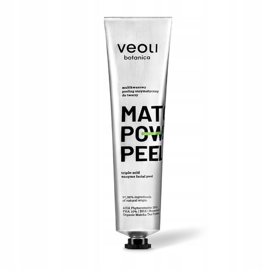 VEOLI Peeling enzymatyczny z kompleksem kwasów AHA Phytocomplex 10%, PHA 10%, BHA - MATCHA POWER PEEL